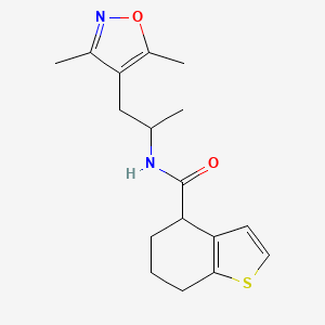 molecular formula C17H22N2O2S B6758509 N-[1-(3,5-dimethyl-1,2-oxazol-4-yl)propan-2-yl]-4,5,6,7-tetrahydro-1-benzothiophene-4-carboxamide 