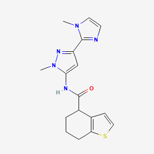 molecular formula C17H19N5OS B6758515 N-[2-methyl-5-(1-methylimidazol-2-yl)pyrazol-3-yl]-4,5,6,7-tetrahydro-1-benzothiophene-4-carboxamide 