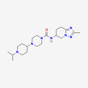 molecular formula C20H35N7O B6758517 N-(2-methyl-5,6,7,8-tetrahydro-[1,2,4]triazolo[1,5-a]pyridin-6-yl)-4-(1-propan-2-ylpiperidin-4-yl)piperazine-1-carboxamide 