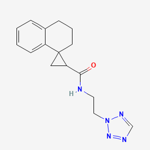 molecular formula C16H19N5O B6758538 N-[2-(tetrazol-2-yl)ethyl]spiro[2,3-dihydro-1H-naphthalene-4,2'-cyclopropane]-1'-carboxamide 
