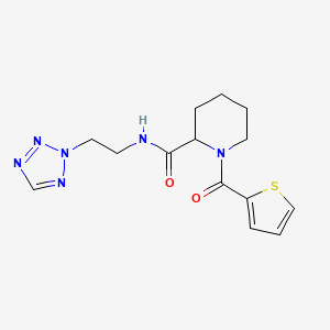 molecular formula C14H18N6O2S B6758543 N-[2-(tetrazol-2-yl)ethyl]-1-(thiophene-2-carbonyl)piperidine-2-carboxamide 