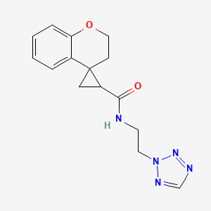 molecular formula C15H17N5O2 B6758570 N-[2-(tetrazol-2-yl)ethyl]spiro[2,3-dihydrochromene-4,2'-cyclopropane]-1'-carboxamide 