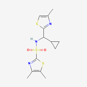 molecular formula C13H17N3O2S3 B6758616 N-[cyclopropyl-(4-methyl-1,3-thiazol-2-yl)methyl]-4,5-dimethyl-1,3-thiazole-2-sulfonamide 