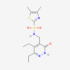 molecular formula C14H20N4O3S2 B6758634 N-[(3,4-diethyl-6-oxo-1H-pyridazin-5-yl)methyl]-4,5-dimethyl-1,3-thiazole-2-sulfonamide 