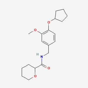 molecular formula C19H27NO4 B6758642 N-[(4-cyclopentyloxy-3-methoxyphenyl)methyl]oxane-2-carboxamide 