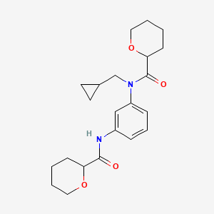 molecular formula C22H30N2O4 B6758656 N-[3-[cyclopropylmethyl(oxane-2-carbonyl)amino]phenyl]oxane-2-carboxamide 