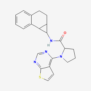 molecular formula C22H22N4OS B6758670 N-(1a,2,3,7b-tetrahydro-1H-cyclopropa[a]naphthalen-1-yl)-1-thieno[2,3-d]pyrimidin-4-ylpyrrolidine-2-carboxamide 