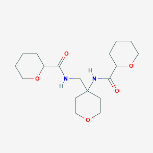 molecular formula C18H30N2O5 B6758677 N-[[4-(oxane-2-carbonylamino)oxan-4-yl]methyl]oxane-2-carboxamide 