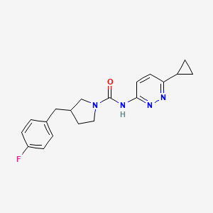 molecular formula C19H21FN4O B6758779 N-(6-cyclopropylpyridazin-3-yl)-3-[(4-fluorophenyl)methyl]pyrrolidine-1-carboxamide 