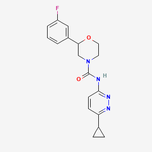 molecular formula C18H19FN4O2 B6758787 N-(6-cyclopropylpyridazin-3-yl)-2-(3-fluorophenyl)morpholine-4-carboxamide 