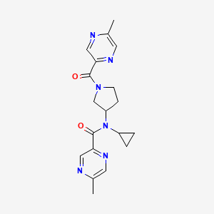 molecular formula C19H22N6O2 B6758843 N-cyclopropyl-5-methyl-N-[1-(5-methylpyrazine-2-carbonyl)pyrrolidin-3-yl]pyrazine-2-carboxamide 