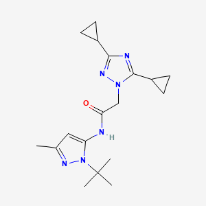 molecular formula C18H26N6O B6758851 N-(2-tert-butyl-5-methylpyrazol-3-yl)-2-(3,5-dicyclopropyl-1,2,4-triazol-1-yl)acetamide 