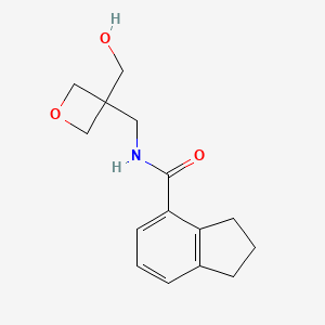 molecular formula C15H19NO3 B6758941 N-[[3-(hydroxymethyl)oxetan-3-yl]methyl]-2,3-dihydro-1H-indene-4-carboxamide 