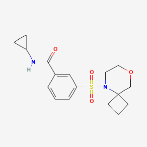 molecular formula C17H22N2O4S B6758973 N-cyclopropyl-3-(8-oxa-5-azaspiro[3.5]nonan-5-ylsulfonyl)benzamide 