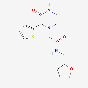 molecular formula C15H21N3O3S B6759061 N-(oxolan-2-ylmethyl)-2-(3-oxo-2-thiophen-2-ylpiperazin-1-yl)acetamide 