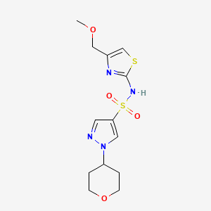 molecular formula C13H18N4O4S2 B6759091 N-[4-(methoxymethyl)-1,3-thiazol-2-yl]-1-(oxan-4-yl)pyrazole-4-sulfonamide 