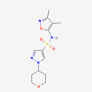 molecular formula C13H18N4O4S B6759099 N-(3,4-dimethyl-1,2-oxazol-5-yl)-1-(oxan-4-yl)pyrazole-4-sulfonamide 