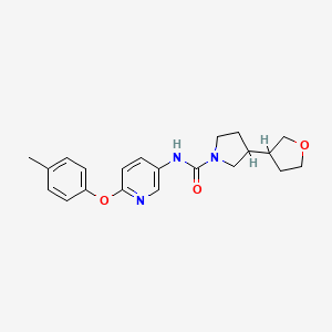 molecular formula C21H25N3O3 B6759149 N-[6-(4-methylphenoxy)pyridin-3-yl]-3-(oxolan-3-yl)pyrrolidine-1-carboxamide 
