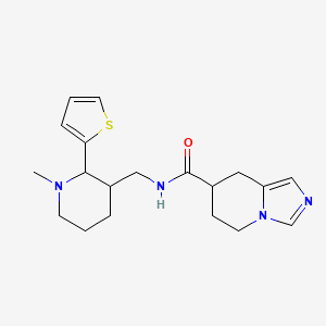 molecular formula C19H26N4OS B6759191 N-[(1-methyl-2-thiophen-2-ylpiperidin-3-yl)methyl]-5,6,7,8-tetrahydroimidazo[1,5-a]pyridine-7-carboxamide 