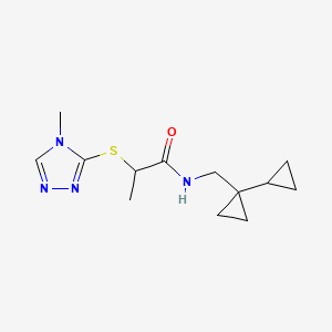 molecular formula C13H20N4OS B6759385 N-[(1-cyclopropylcyclopropyl)methyl]-2-[(4-methyl-1,2,4-triazol-3-yl)sulfanyl]propanamide 