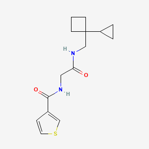 molecular formula C15H20N2O2S B6759402 N-[2-[(1-cyclopropylcyclobutyl)methylamino]-2-oxoethyl]thiophene-3-carboxamide 