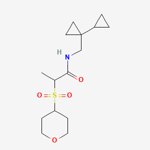 molecular formula C15H25NO4S B6759418 N-[(1-cyclopropylcyclopropyl)methyl]-2-(oxan-4-ylsulfonyl)propanamide 