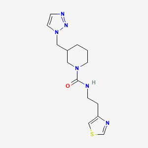 molecular formula C14H20N6OS B6759474 N-[2-(1,3-thiazol-4-yl)ethyl]-3-(triazol-1-ylmethyl)piperidine-1-carboxamide 