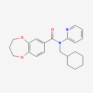 molecular formula C22H26N2O3 B6759513 N-(cyclohexylmethyl)-N-pyridin-2-yl-3,4-dihydro-2H-1,5-benzodioxepine-7-carboxamide 