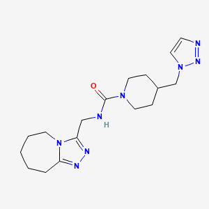 molecular formula C17H26N8O B6759541 N-(6,7,8,9-tetrahydro-5H-[1,2,4]triazolo[4,3-a]azepin-3-ylmethyl)-4-(triazol-1-ylmethyl)piperidine-1-carboxamide 