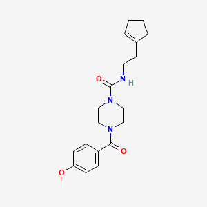 molecular formula C20H27N3O3 B6759572 N-[2-(cyclopenten-1-yl)ethyl]-4-(4-methoxybenzoyl)piperazine-1-carboxamide 