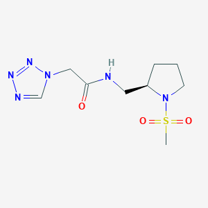 molecular formula C9H16N6O3S B6759604 N-[[(2R)-1-methylsulfonylpyrrolidin-2-yl]methyl]-2-(tetrazol-1-yl)acetamide 