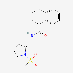molecular formula C17H24N2O3S B6759607 N-[[(2R)-1-methylsulfonylpyrrolidin-2-yl]methyl]-1,2,3,4-tetrahydronaphthalene-1-carboxamide 