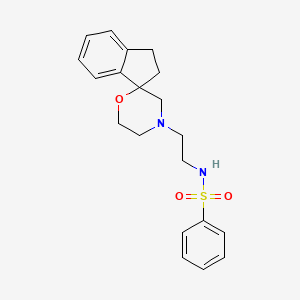 molecular formula C20H24N2O3S B6759644 N-(2-spiro[1,2-dihydroindene-3,2'-morpholine]-4'-ylethyl)benzenesulfonamide 