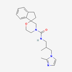 molecular formula C21H28N4O2 B6759689 N-[2-methyl-3-(2-methylimidazol-1-yl)propyl]spiro[1,2-dihydroindene-3,2'-morpholine]-4'-carboxamide 