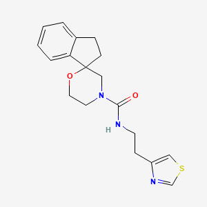 molecular formula C18H21N3O2S B6759703 N-[2-(1,3-thiazol-4-yl)ethyl]spiro[1,2-dihydroindene-3,2'-morpholine]-4'-carboxamide 