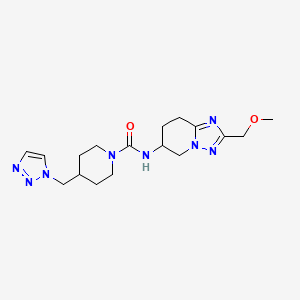 molecular formula C17H26N8O2 B6759705 N-[2-(methoxymethyl)-5,6,7,8-tetrahydro-[1,2,4]triazolo[1,5-a]pyridin-6-yl]-4-(triazol-1-ylmethyl)piperidine-1-carboxamide 