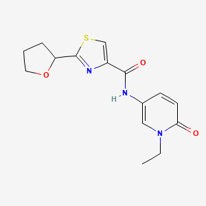 molecular formula C15H17N3O3S B6760006 N-(1-ethyl-6-oxopyridin-3-yl)-2-(oxolan-2-yl)-1,3-thiazole-4-carboxamide 