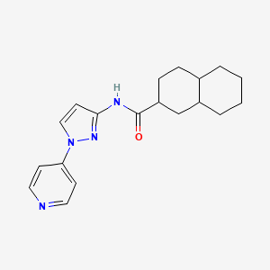 molecular formula C19H24N4O B6760051 N-(1-pyridin-4-ylpyrazol-3-yl)-1,2,3,4,4a,5,6,7,8,8a-decahydronaphthalene-2-carboxamide 