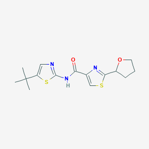 molecular formula C15H19N3O2S2 B6760088 N-(5-tert-butyl-1,3-thiazol-2-yl)-2-(oxolan-2-yl)-1,3-thiazole-4-carboxamide 