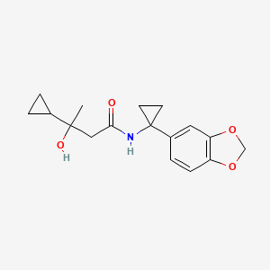 molecular formula C17H21NO4 B6760123 N-[1-(1,3-benzodioxol-5-yl)cyclopropyl]-3-cyclopropyl-3-hydroxybutanamide 