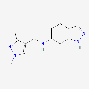 molecular formula C13H19N5 B6760135 N-[(1,3-dimethylpyrazol-4-yl)methyl]-4,5,6,7-tetrahydro-1H-indazol-6-amine 