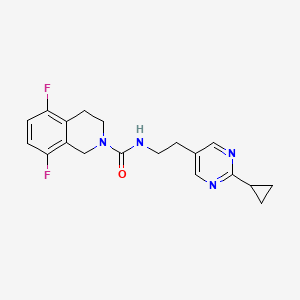 molecular formula C19H20F2N4O B6760210 N-[2-(2-cyclopropylpyrimidin-5-yl)ethyl]-5,8-difluoro-3,4-dihydro-1H-isoquinoline-2-carboxamide 