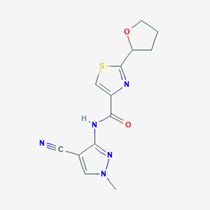 molecular formula C13H13N5O2S B6760273 N-(4-cyano-1-methylpyrazol-3-yl)-2-(oxolan-2-yl)-1,3-thiazole-4-carboxamide 