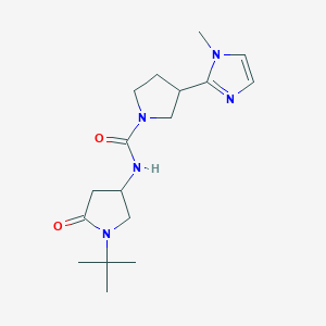 molecular formula C17H27N5O2 B6760283 N-(1-tert-butyl-5-oxopyrrolidin-3-yl)-3-(1-methylimidazol-2-yl)pyrrolidine-1-carboxamide 