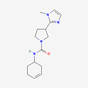 molecular formula C15H22N4O B6760296 N-cyclohex-3-en-1-yl-3-(1-methylimidazol-2-yl)pyrrolidine-1-carboxamide 