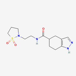 molecular formula C13H20N4O3S B6760313 N-[2-(1,1-dioxo-1,2-thiazolidin-2-yl)ethyl]-4,5,6,7-tetrahydro-1H-indazole-5-carboxamide 