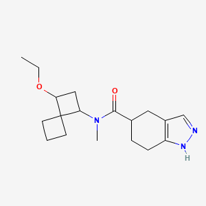 molecular formula C18H27N3O2 B6760385 N-(3-ethoxyspiro[3.3]heptan-1-yl)-N-methyl-4,5,6,7-tetrahydro-1H-indazole-5-carboxamide 