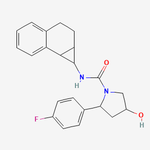 molecular formula C22H23FN2O2 B6760403 N-(1a,2,3,7b-tetrahydro-1H-cyclopropa[a]naphthalen-1-yl)-2-(4-fluorophenyl)-4-hydroxypyrrolidine-1-carboxamide 