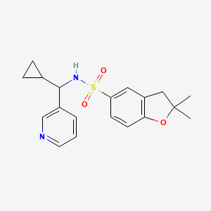 molecular formula C19H22N2O3S B6760501 N-[cyclopropyl(pyridin-3-yl)methyl]-2,2-dimethyl-3H-1-benzofuran-5-sulfonamide 