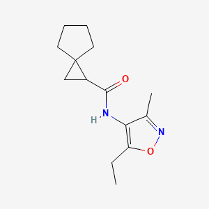 molecular formula C14H20N2O2 B6760588 N-(5-ethyl-3-methyl-1,2-oxazol-4-yl)spiro[2.4]heptane-2-carboxamide 